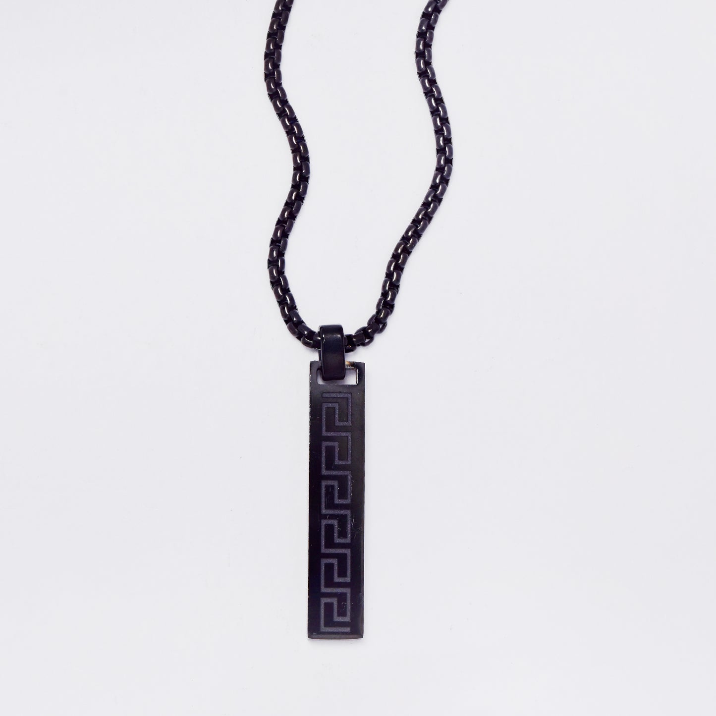 SSMN3313 - Steel 52cm + 5cm x 2.2mm geometric bar necklace