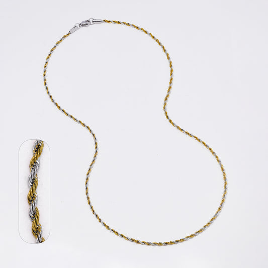 SSMN3366 - Steel 55cm x 2.5mm two-toned rope chain necklace