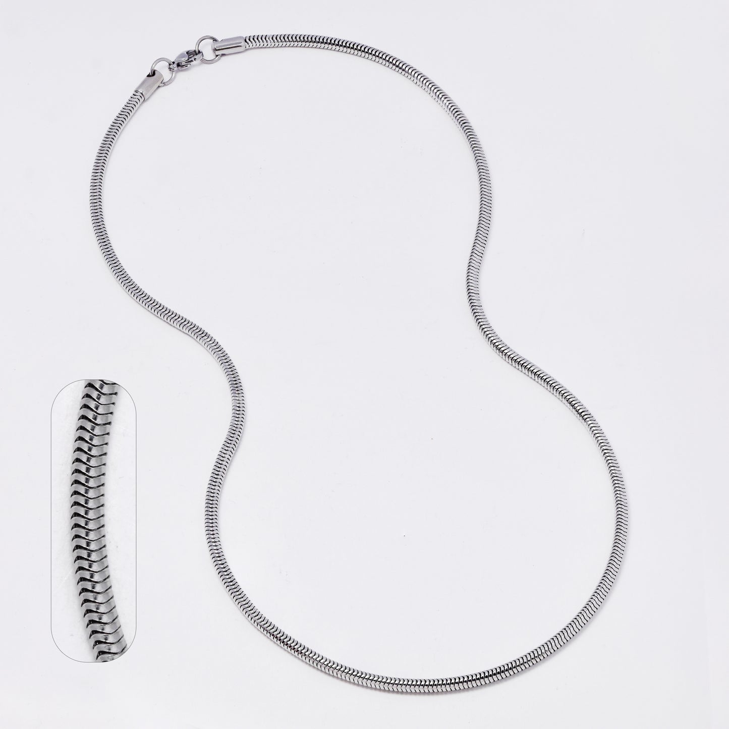 SSMN3367 - Steel 51cm x 3mm snake chain necklace