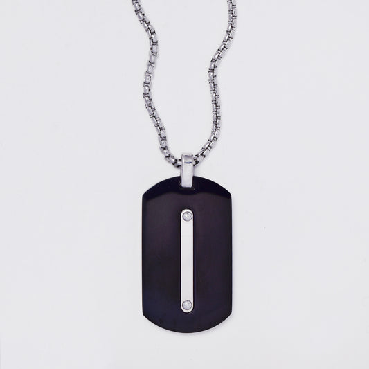 SSMN3384 - Steel 55cm x 2mm framed dog tag necklace