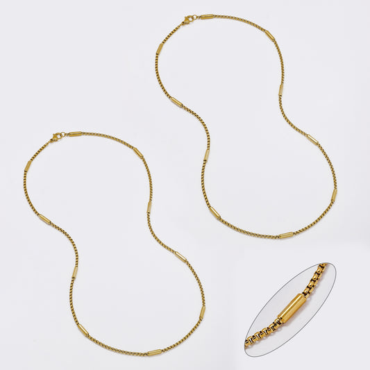 SSMN3388 - Steel 2-Pack 47cm x 2mm rolo bar chain necklace