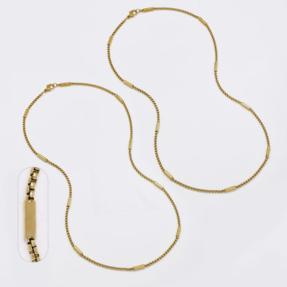 SSMN3388 - Steel 2-Pack 47cm x 2mm rolo bar chain necklace
