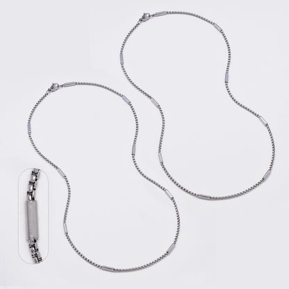 SSMN3388 - Steel 2-Pack 47cm x 2mm rolo bar chain necklace
