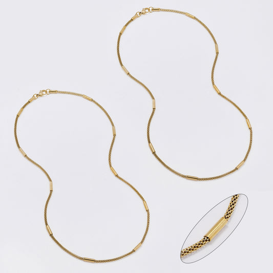 SSMN3390 - Steel 2-Pack 45cm x 2mm mesh round bar chain necklace