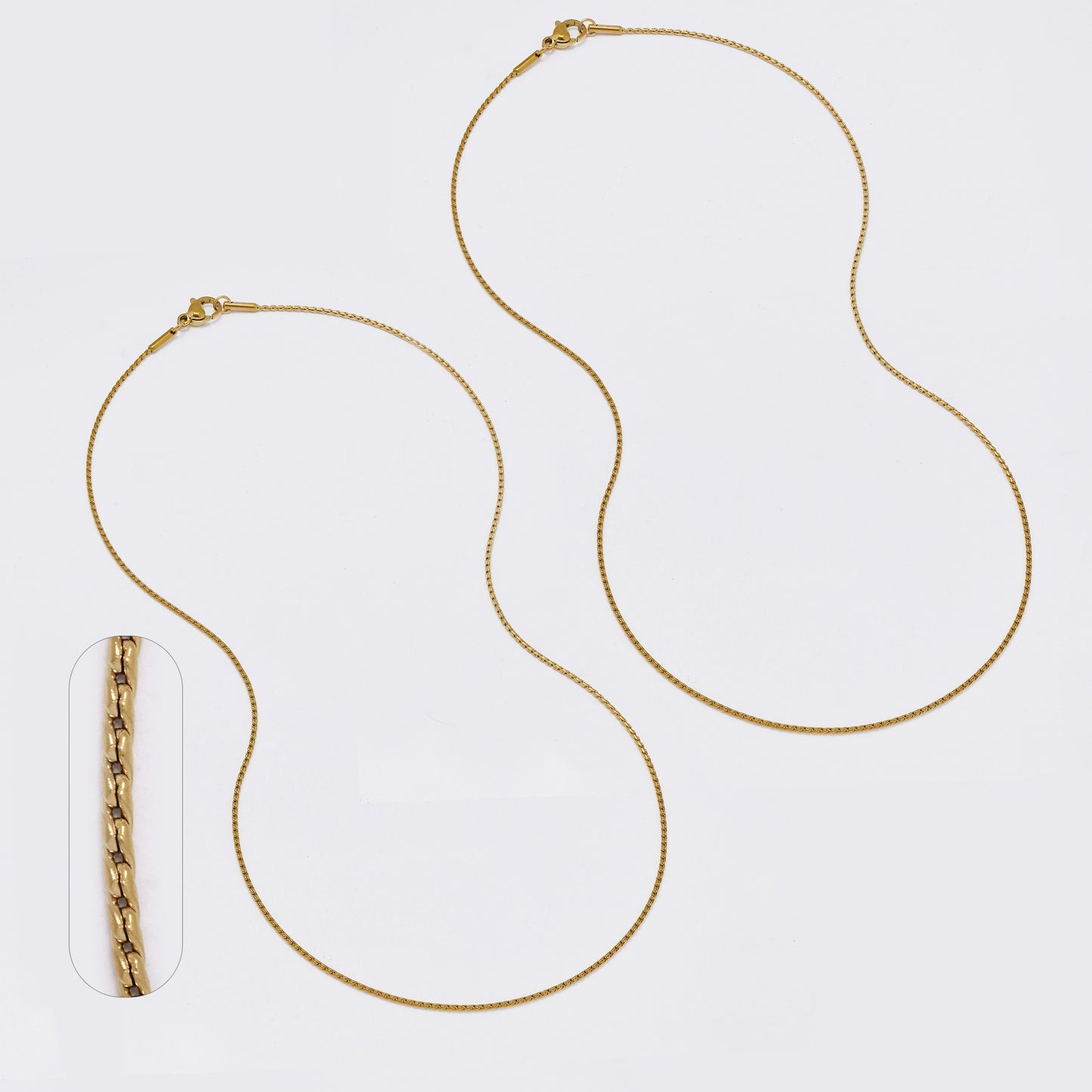 SSMN3391 - Steel 2-Pack 45cm x 1mm serpentine chain necklace