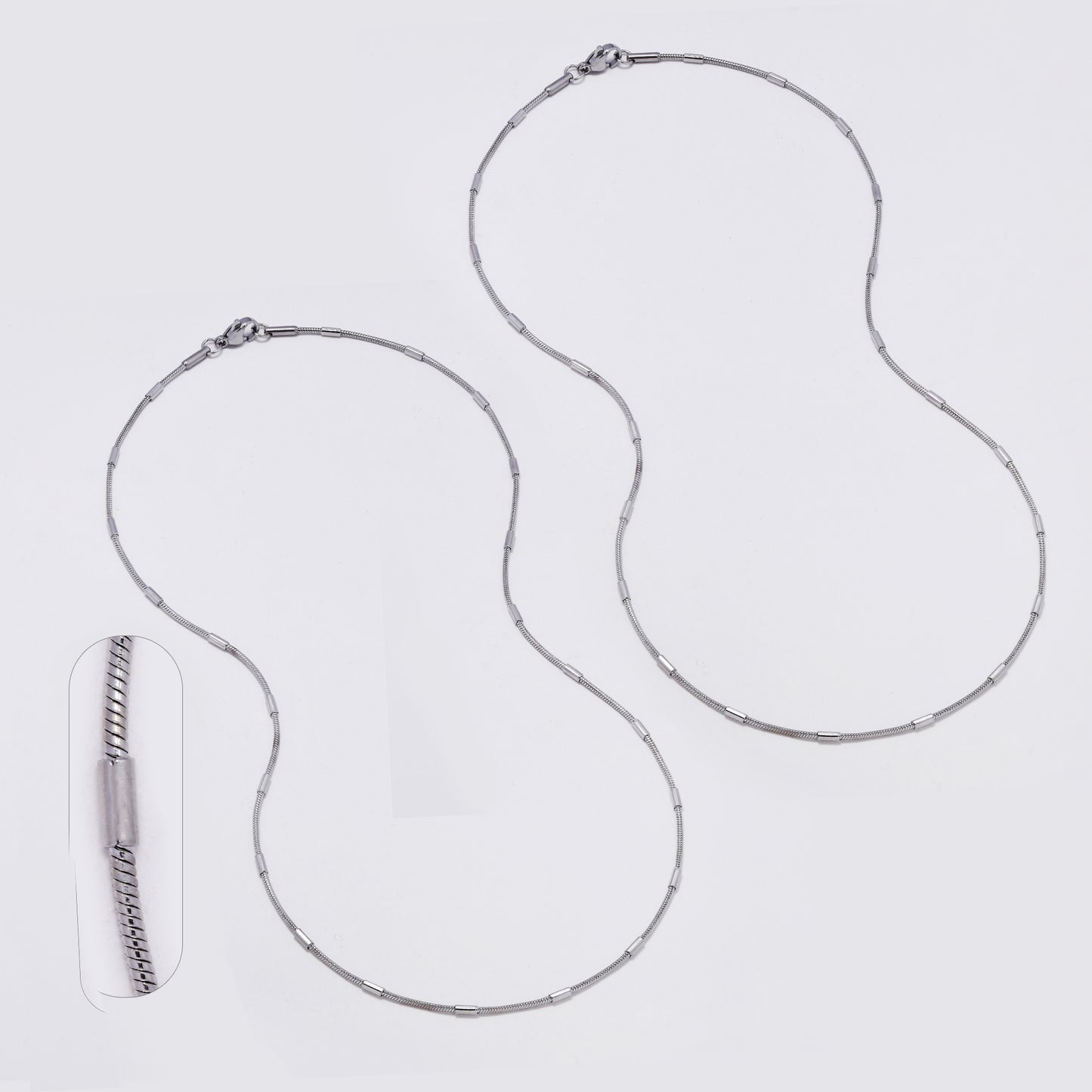 SSMN3392 - Steel 2-Pack 45cm x 1.2mm round bar snake chain necklace