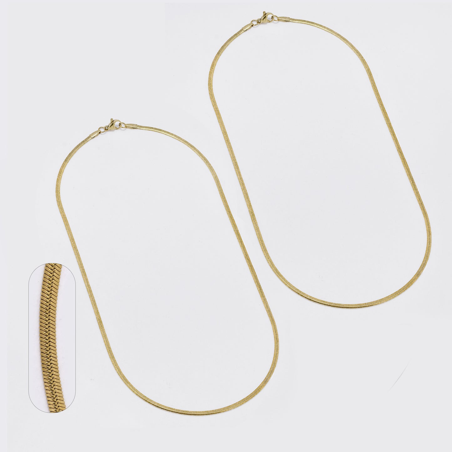 SSMN3393 - Steel 2-Pack 45cm x 2mm herringbone chain necklace