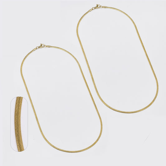 SSMN3393 - Steel 2 Pack 45cm x 2mm herringbone chain necklace