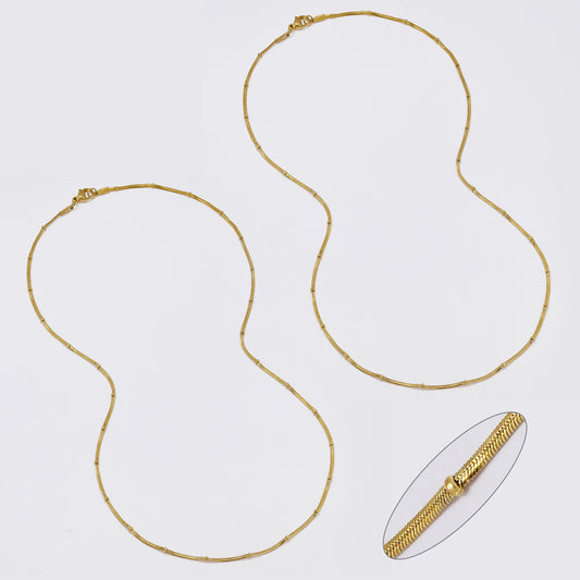 SSMN3394 - Steel 2-Pack 50cm x 1.5mm beaded herringbone chain necklace