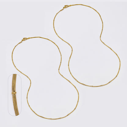 SSMN3394 - Steel 2-Pack 50cm x 1.5mm beaded herringbone chain necklace