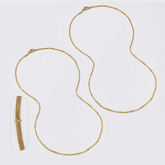 SSMN3394 - Steel 2 Pack 50cm x 1.5mm beaded herringbone chain necklace