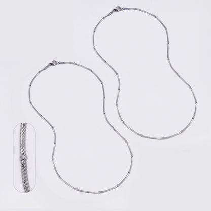 SSMN3394 - Steel 2-Pack 50cm x 1.5mm beaded herringbone chain necklace