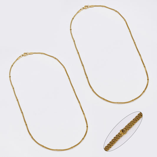 SSMN3395 - Steel 2-Pack 45cm x 2mm beaded mesh chain necklace