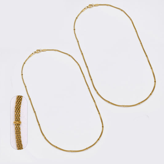 SSMN3395 - Steel 2 Pack 45cm x 2mm beaded mesh chain necklace