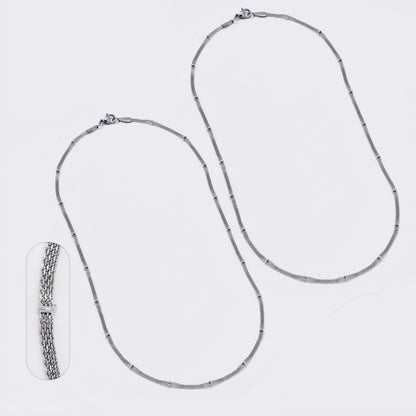 SSMN3395 - Steel 2-Pack 45cm x 2mm beaded mesh chain necklace