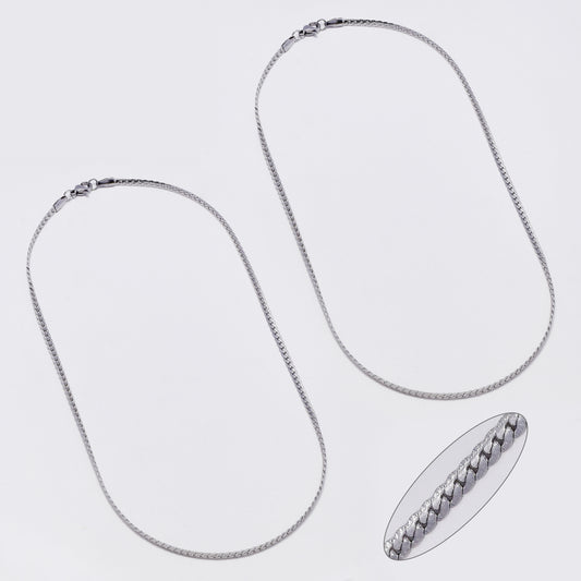 SSMN3396 - Steel 2-Pack 45cm x 3mm textured tight curb chain necklace
