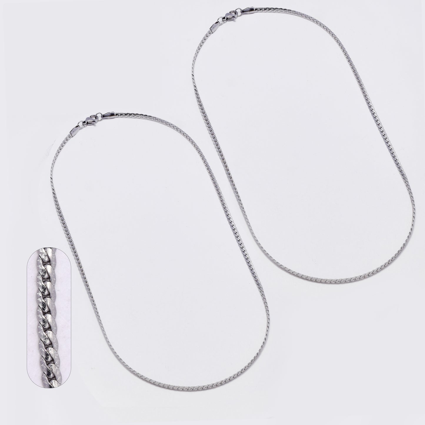 SSMN3396 - Steel 2-Pack 45cm x 3mm textured tight curb chain necklace
