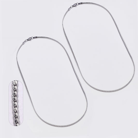 SSMN3396 - Steel 2 Pack 45cm x 3mm textured tight curb chain necklace