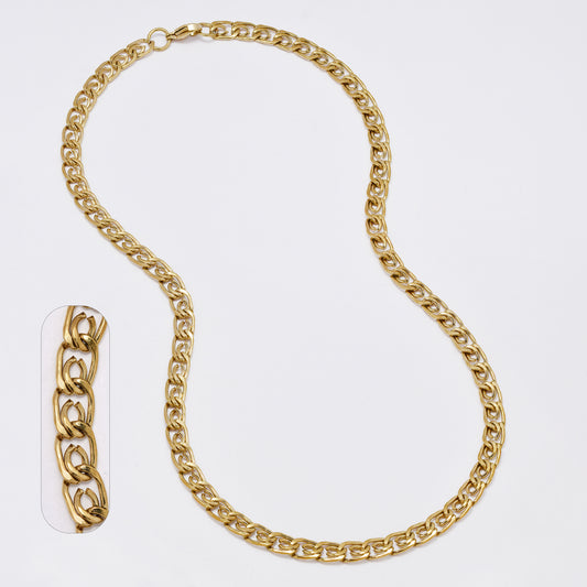 SSMN3398 - Steel 45cm x 6mm fancy curb chain necklace