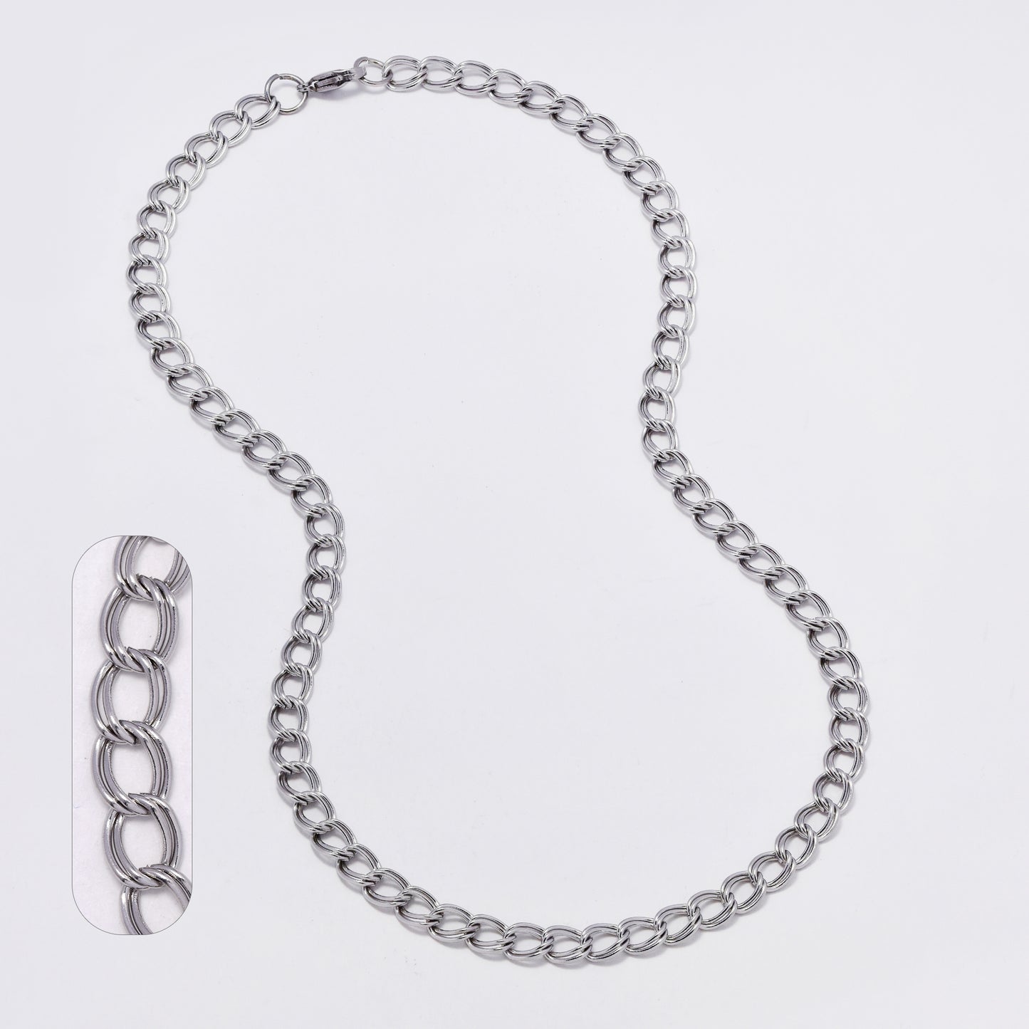 SSMN3401 - Steel 45cm x 6mm double cable chain necklace