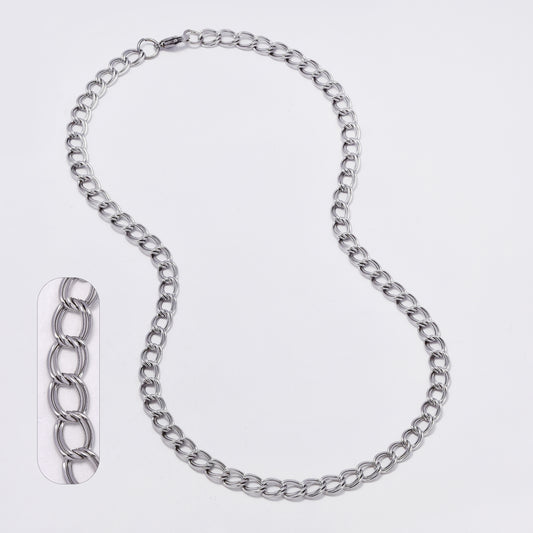 SSMN3401 - Steel 45cm x 6mm double cable chain necklace