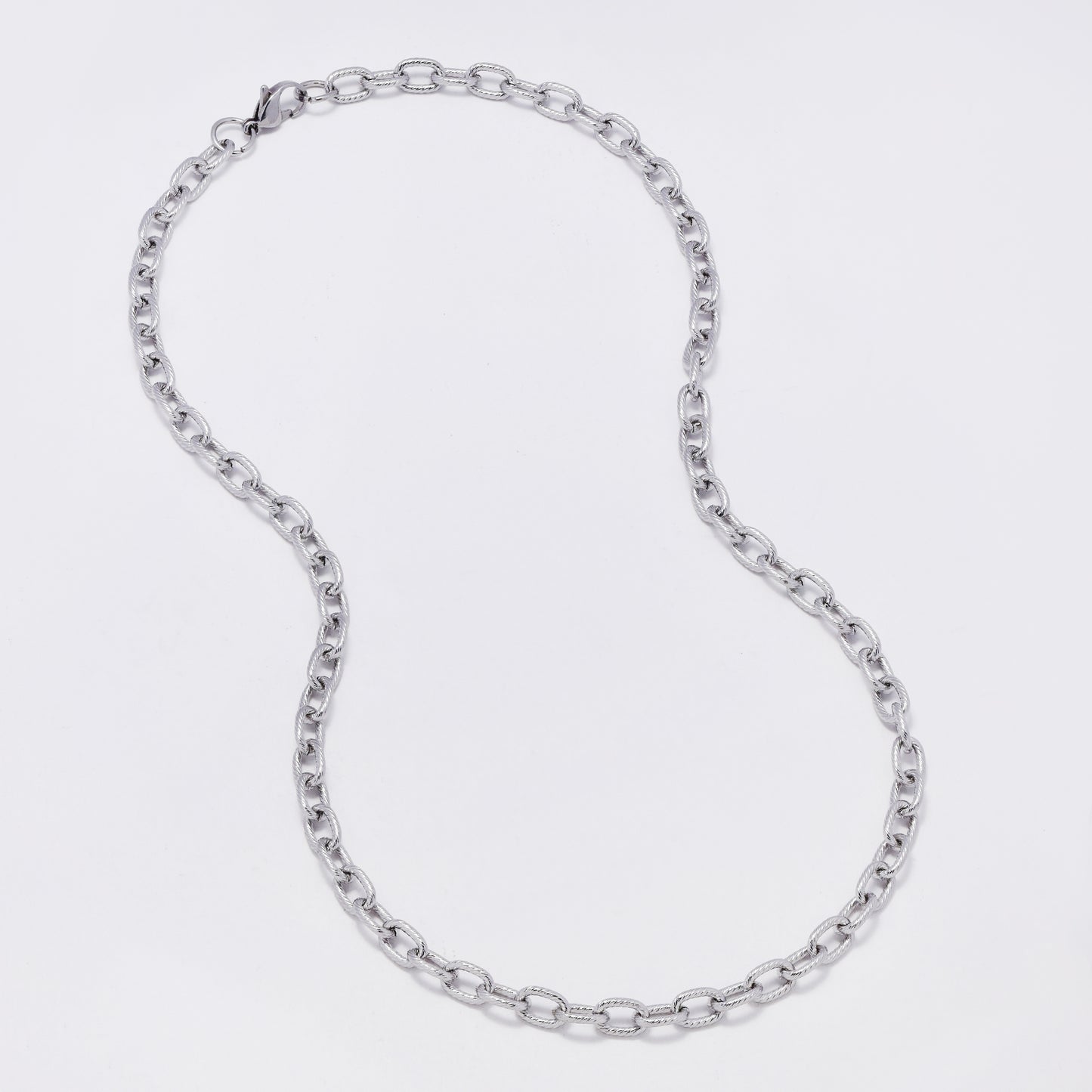SSMN3402 - Steel 45cm x 5.5mm textured cable chain necklace