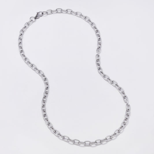 SSMN3402 - Steel 45cm x 5.5mm textured cable chain necklace