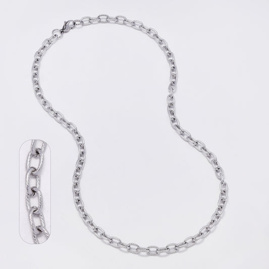 SSMN3402 - Steel 45cm x 5.5mm textured cable chain necklace