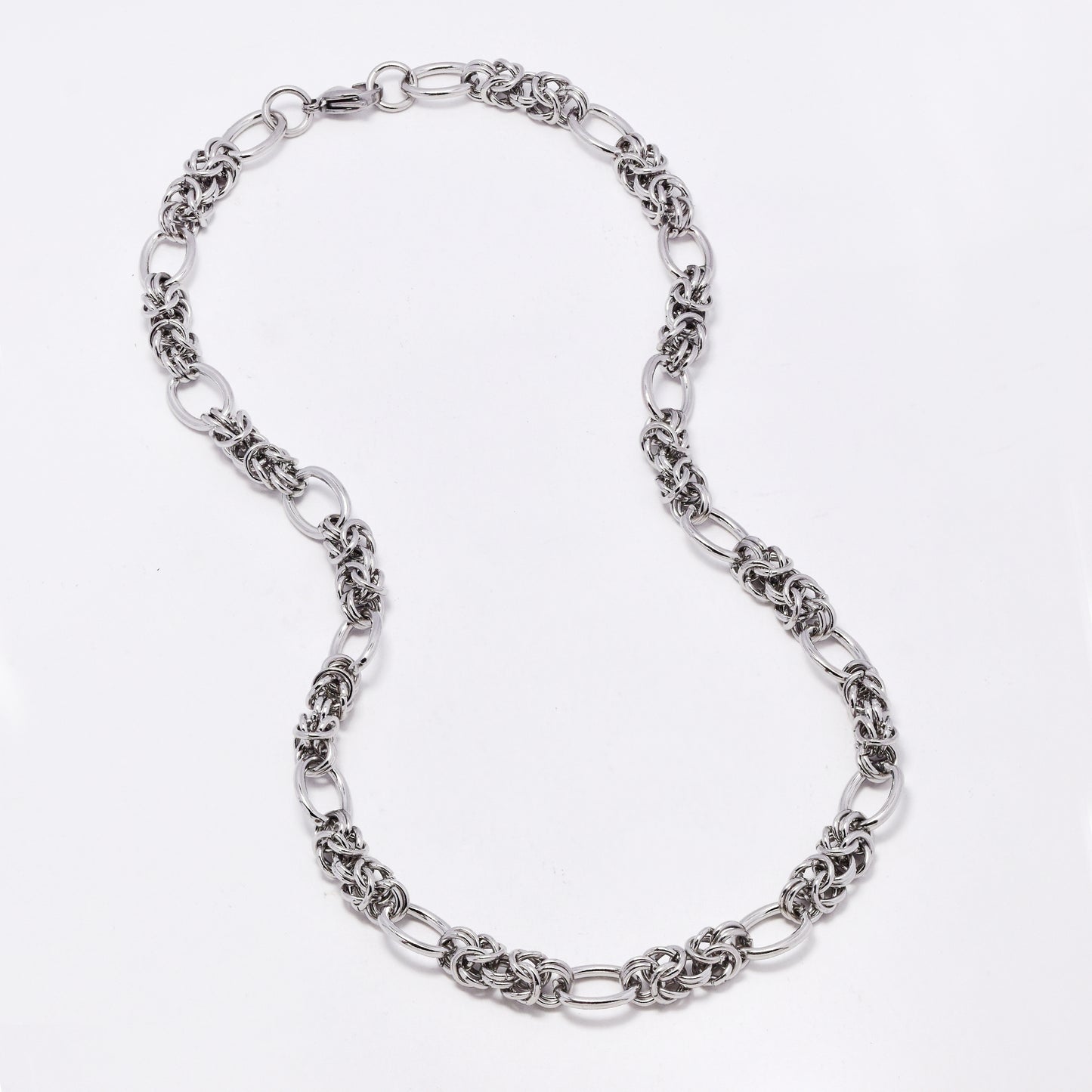 SSMN3405 - Steel 52.5cm x 7mm & 10mm byzantine cable chain necklace