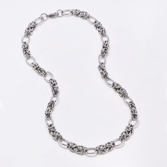 SSMN3405 - Steel 53cm x 7mm & 10mm byzantine cable chain necklace