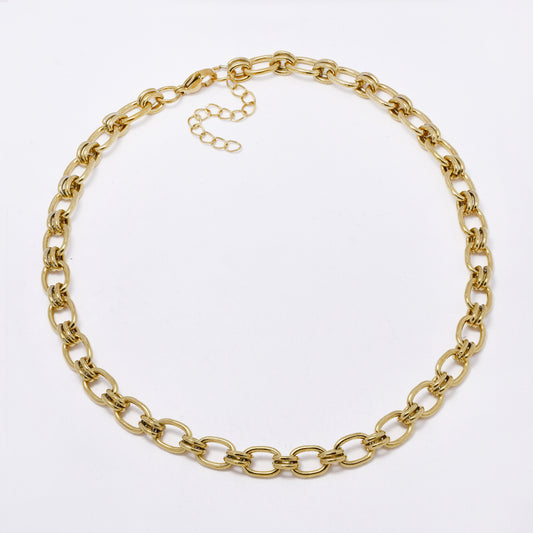 SSMN3449 - Steel 40cm + 5cm x 9mm oval link necklace