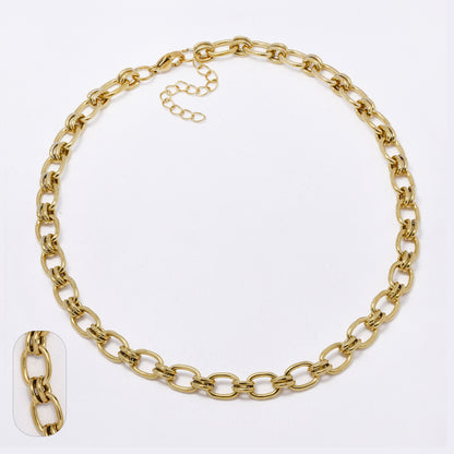 SSMN3449 - Steel 40cm + 5cm x 9mm oval link necklace