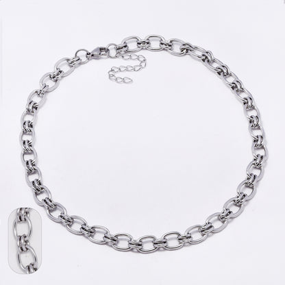 SSMN3449 - Steel 40cm + 5cm x 9mm oval link necklace