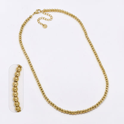 SSMN3451 - Steel 40cm + 5cm x 4mm beaded chain necklace