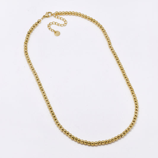 SSMN3451 - Steel 40cm + 5cm x 4mm beaded chain necklace