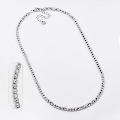 SSMN3451 - Steel 40cm + 5cm x 4mm beaded chain necklace