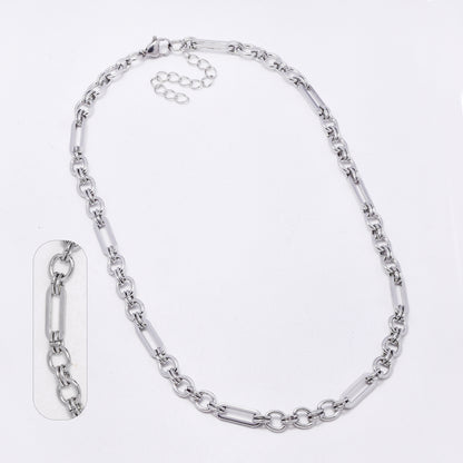 SSMN3452 - Steel 40cm + 5cm x 5.5mm paperclip & 6.5mm anchor link necklace