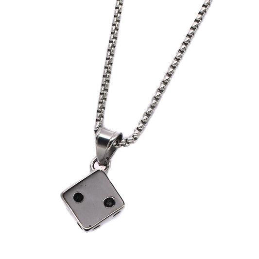 Stainless steel 15mm 3D dice necklace - SSMP2706