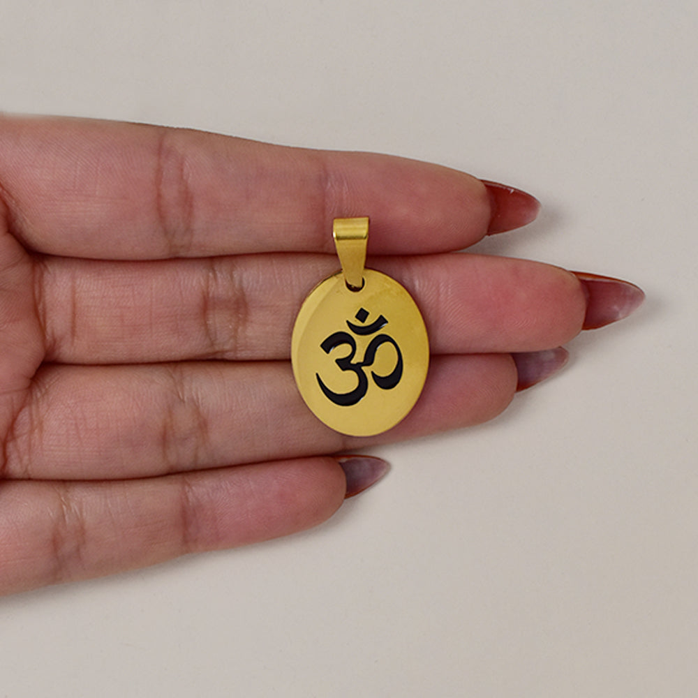 Buy 1 get 1 FREE - Stainless steel religious engraved oval disc 25mm x 20mm pendant - SSMP2719CI