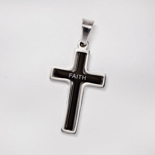 Stainless steel black steel cross with Faith wording
