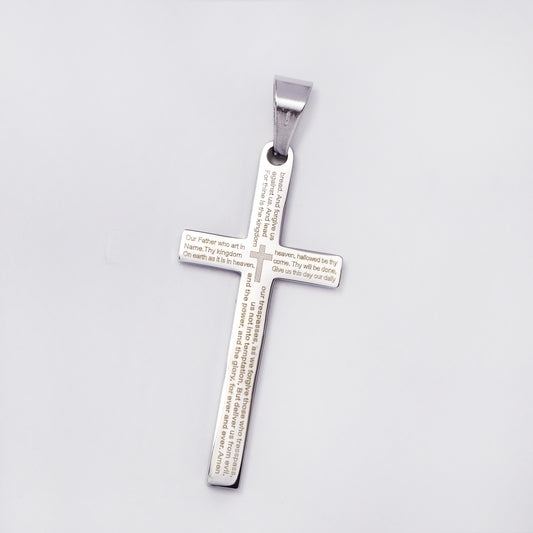 Buy 1 get 1 FREE - Stainless steel Lord's prayer 45mmX21mm cross pendant - SSMP2958