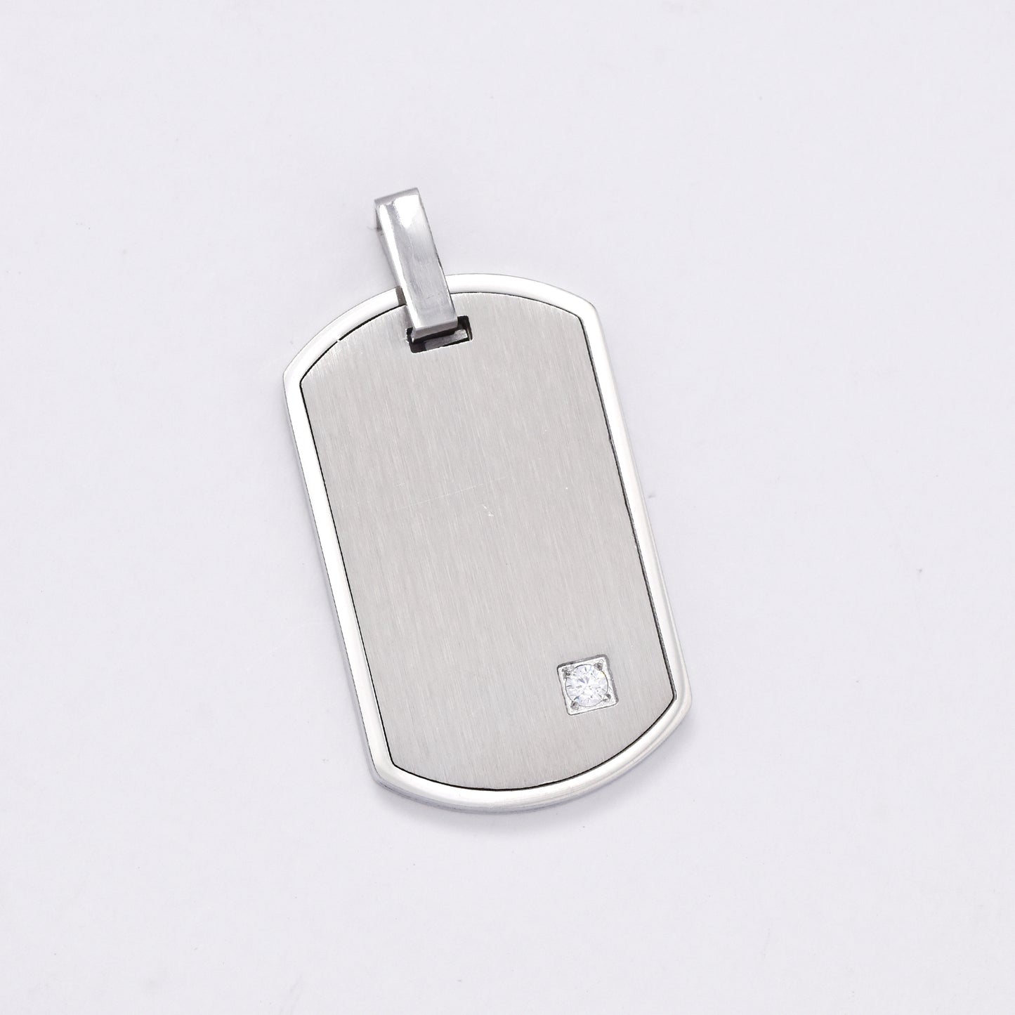 SSMP2975 - Steel 38mm x 20mm cz tag pendant