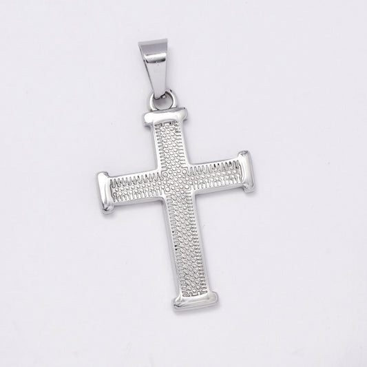SSMP2980 - Steel 46mm x 27mm cross pendant