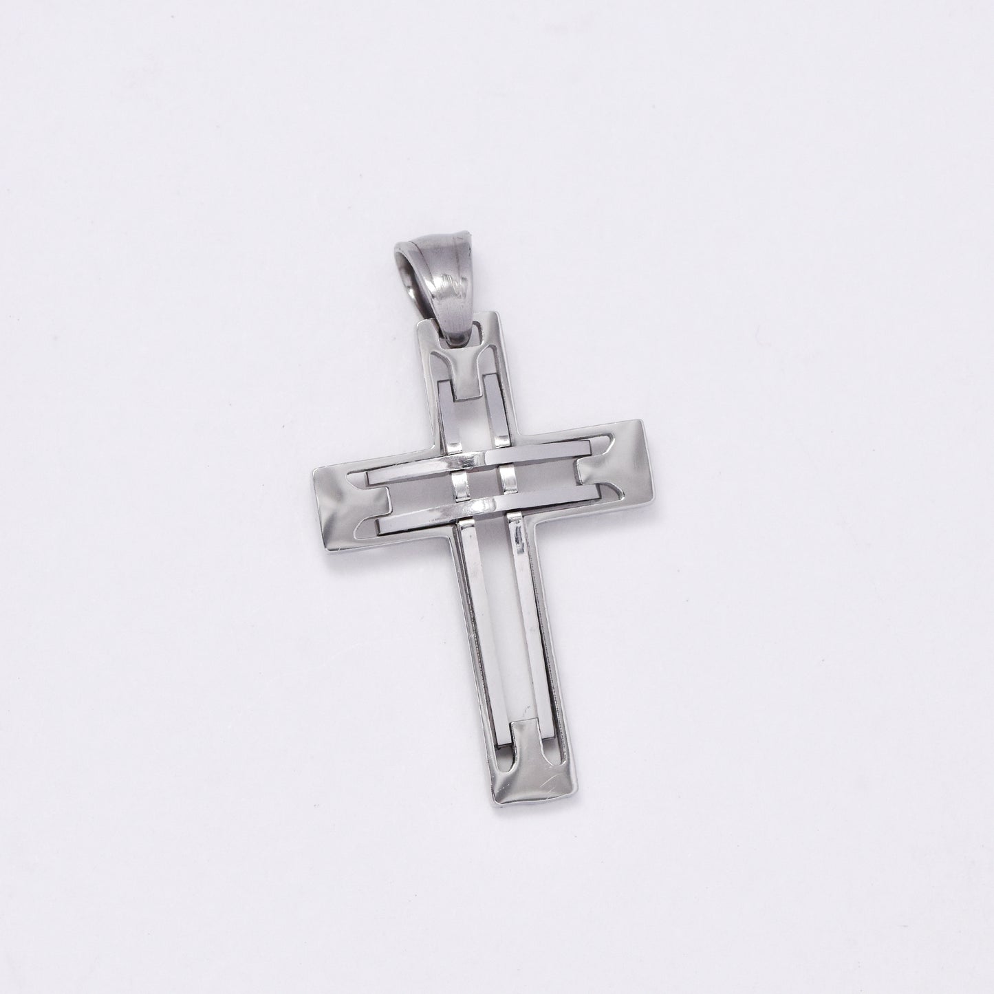 SSMP2981 - Steel 36mm x 21mm cutout cross pendant