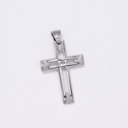 SSMP2981 - Steel 36mm x 21mm cutout cross pendant