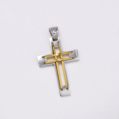 SSMP2981 - Steel 36mm x 21mm cutout cross pendant