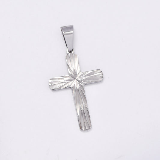SSMP2982- Steel 41mm x 21mm patterned cross pendant