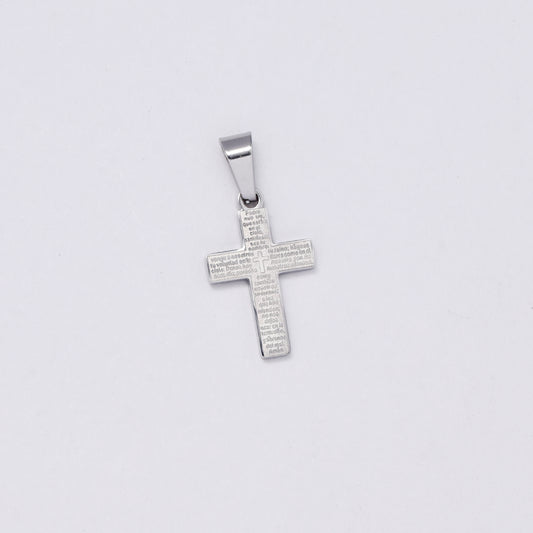 SSMP2988 - Steel 20.5mm x 13mm Spanish Lord's Prayer pendant