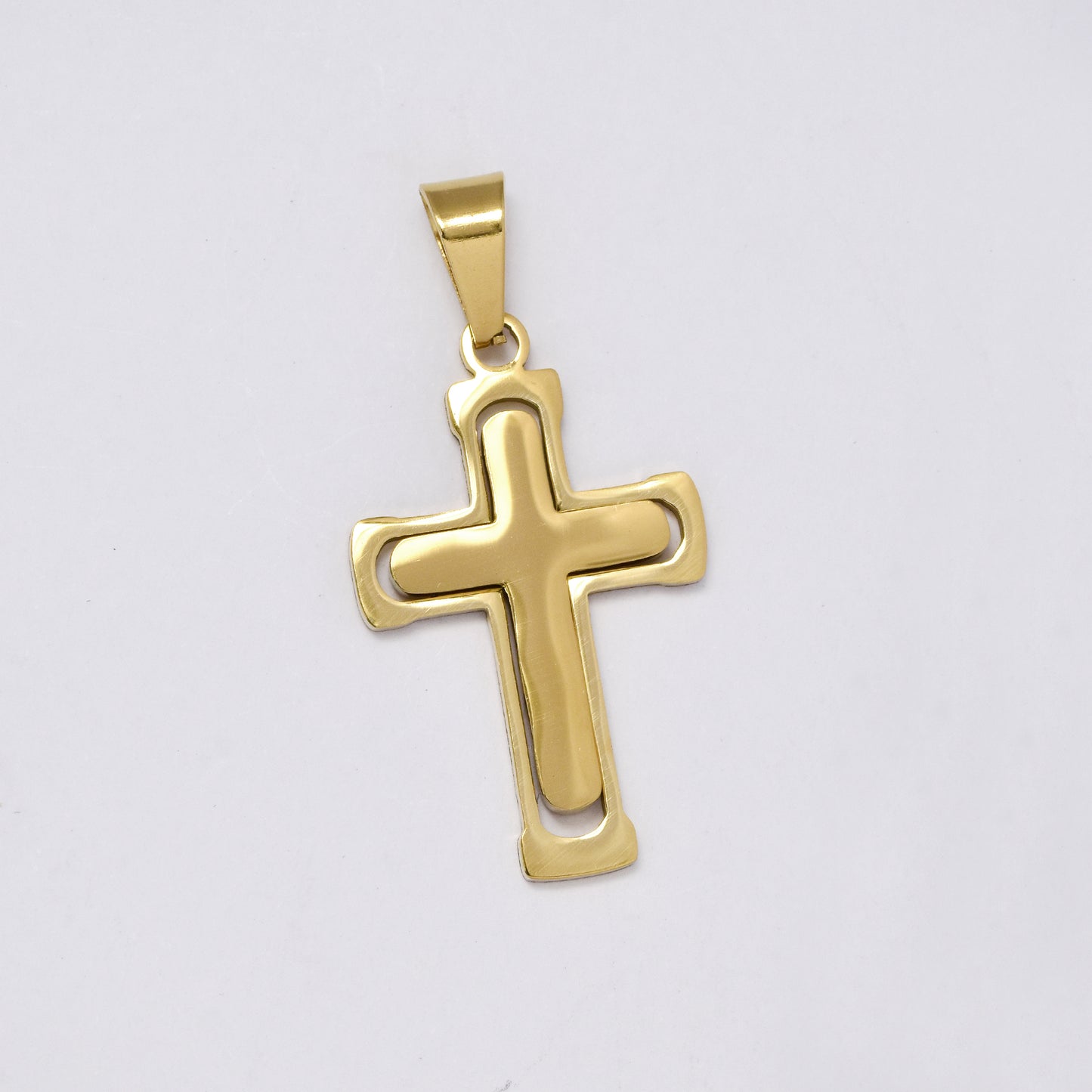 SSMP2993 - Steel 34.5mm x 21mm cutout cross pendant