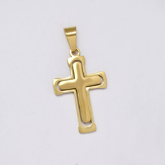SSMP2993 - Steel 34.5mm x 21mm cutout cross pendant